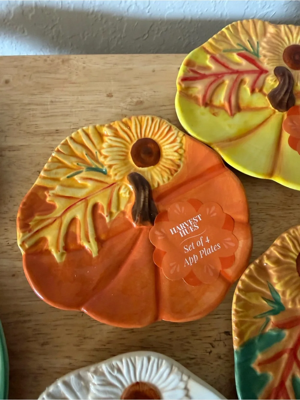 Ceramic Pumpkin Serving Platter and Plates - Autumn Colors